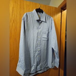 Mens Peter Millar Long Sleeve Blue Button Up Cotton Shirt Sz 17 1/2